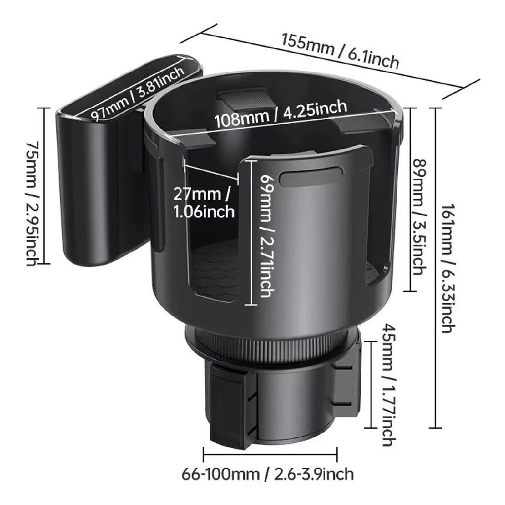 Adjustable Car Cup Holder Expander & Phone Organizer