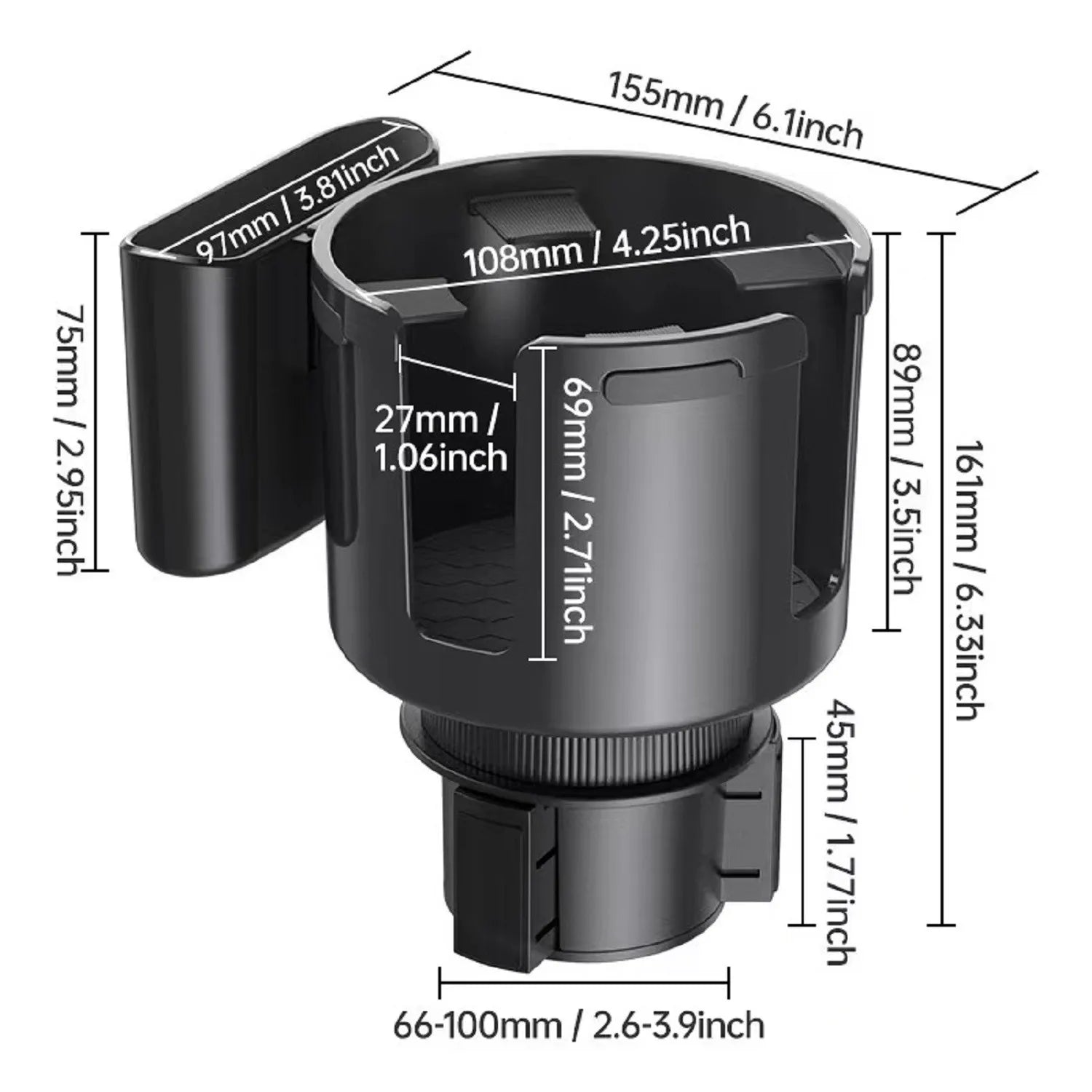 Adjustable Car Cup Holder Expander & Phone Organizer